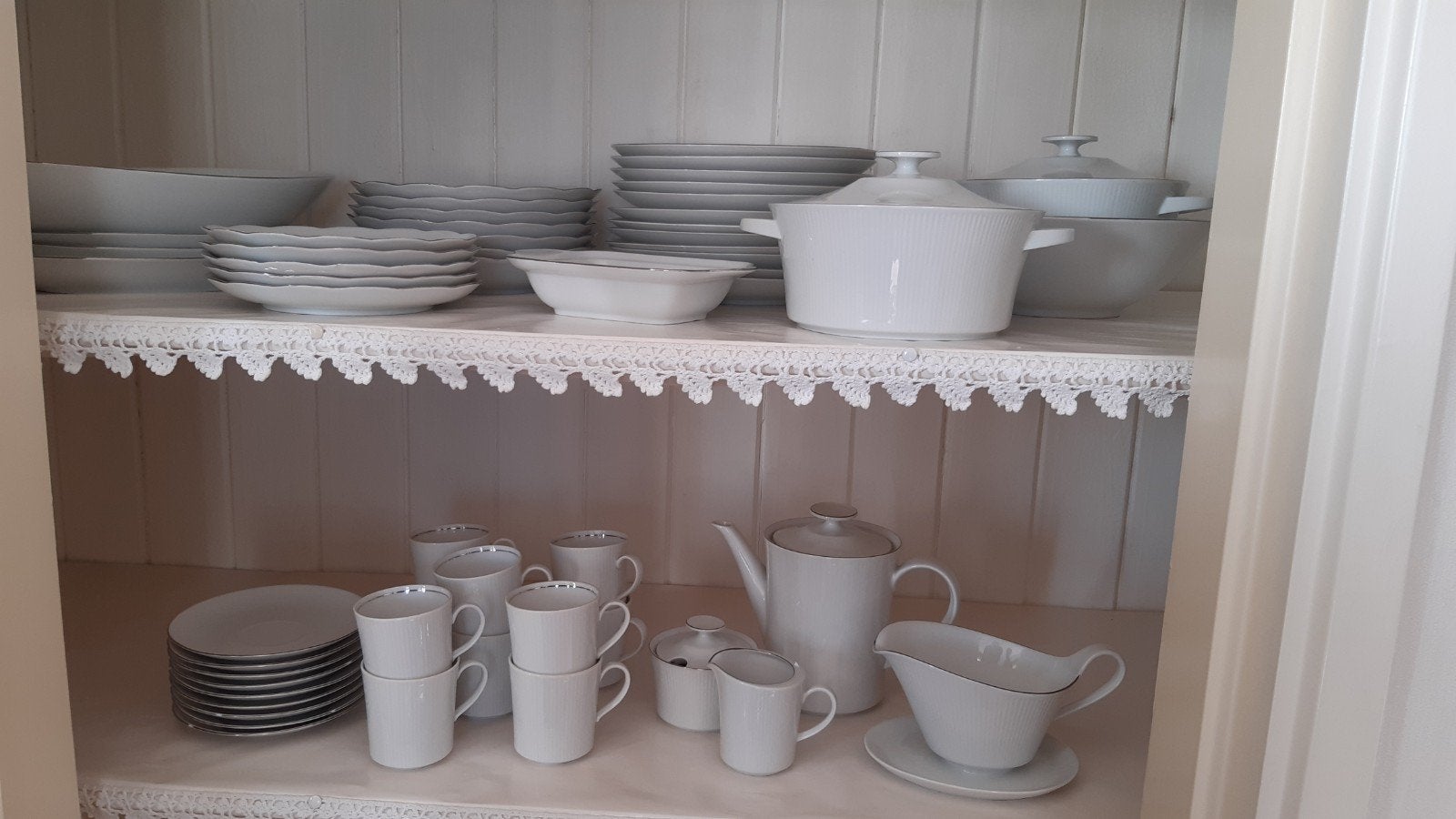 Wit servies met zilveren rand, Ophalen, Gebruikt, Klassiek, Overige typen