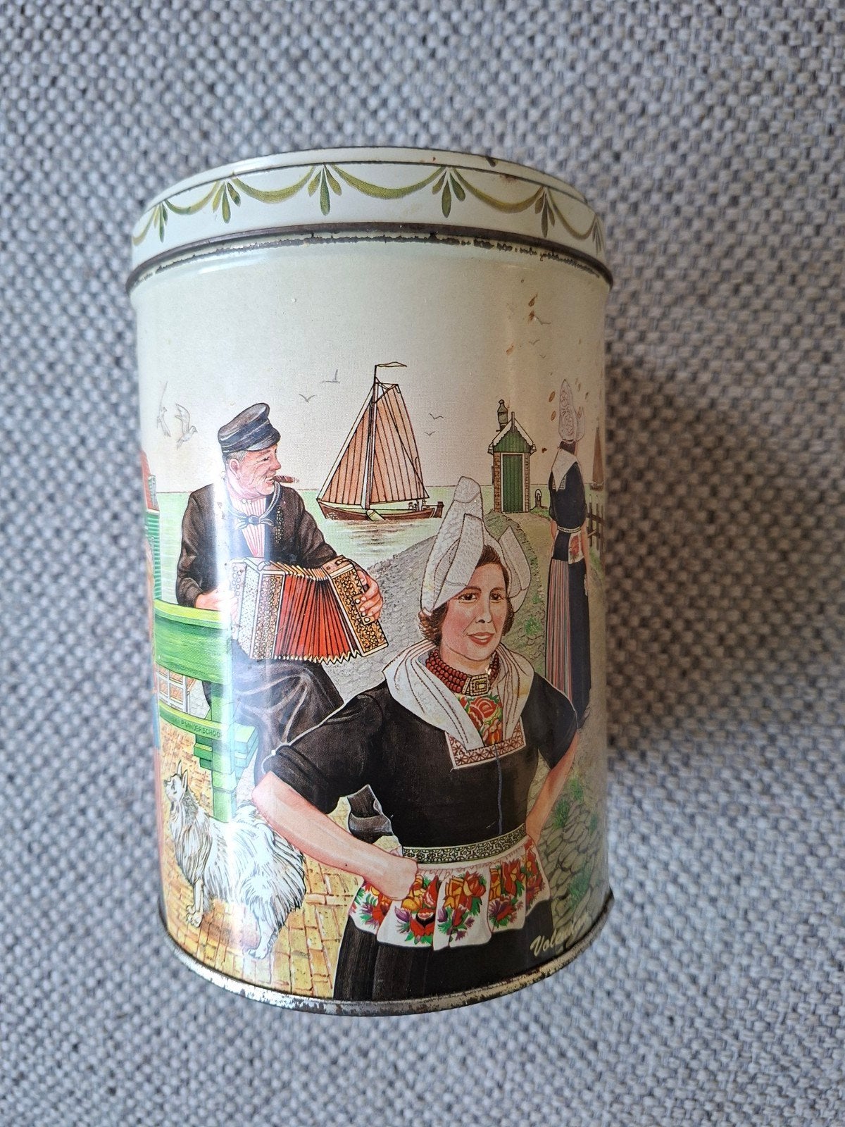 Vintage Davelaar Jodenkoeken blik met Hollandse taferelen, Verzamelen, Ophalen, Gebruikt, Koek(jes), Overige merken