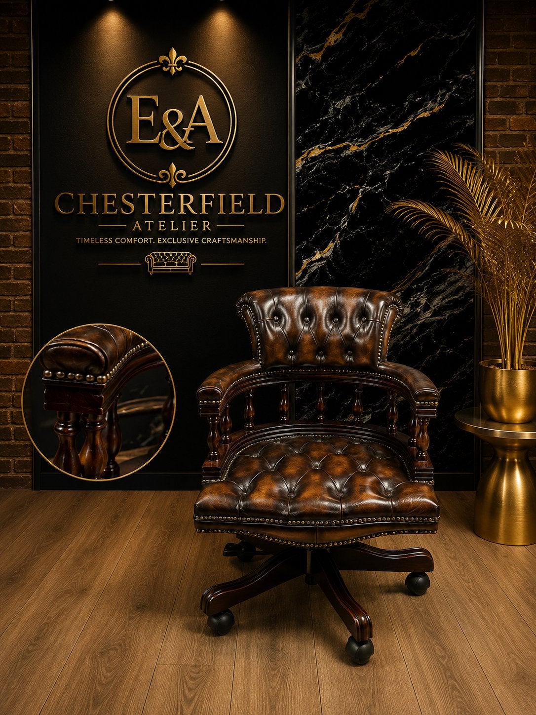 Exclusieve Chesterfield Lederen Captian’s Chair !!, Ophalen of Verzenden, Zwart