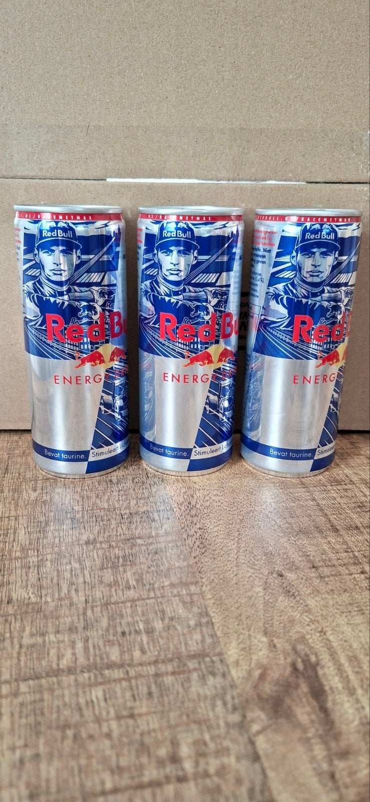 Red Bull blikjes ongeopend Max Verstappen editie, Ophalen of Verzenden, Nieuw