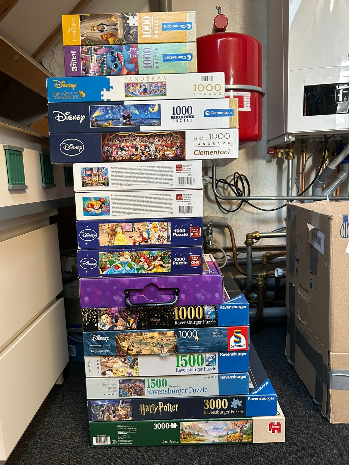 Een stapel puzzels, Ophalen of Verzenden, Meer dan 1500 stukjes, Gebruikt