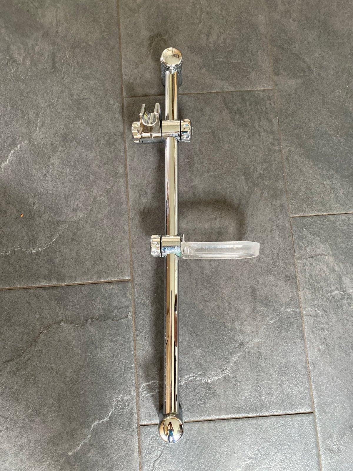 Douchestang met zeepbakje - Chroom, Ophalen, Gebruikt, Zilver, Douche-accessoire