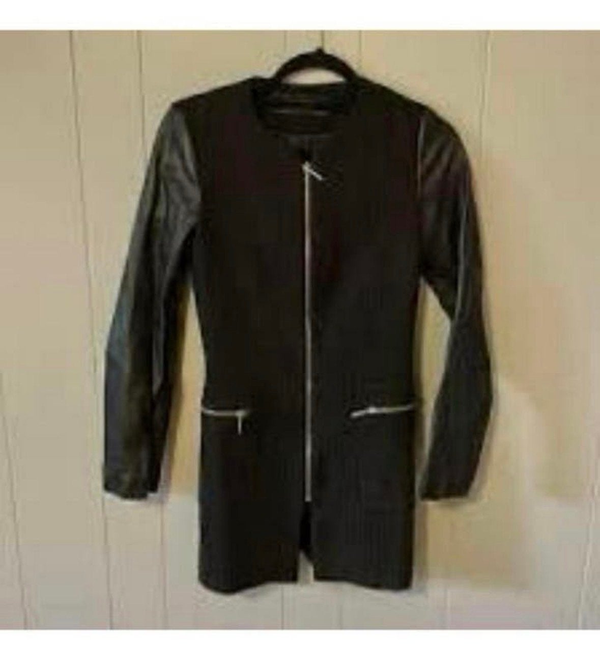 Zara jas met leren mouwen - Maat XL, Ophalen of Verzenden, Gedragen, Maat 46/48 (XL) of groter, Zwart