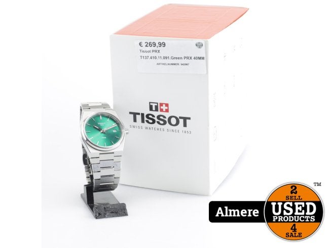 Tissot PRX  T137.410.11.091.Green PRX 40MM, Tissot, Zo goed als nieuw, Support@tissot.com, Rue Louis-Joseph Chevalier 1
2002 NeuchÃ¢tel
Switzerland