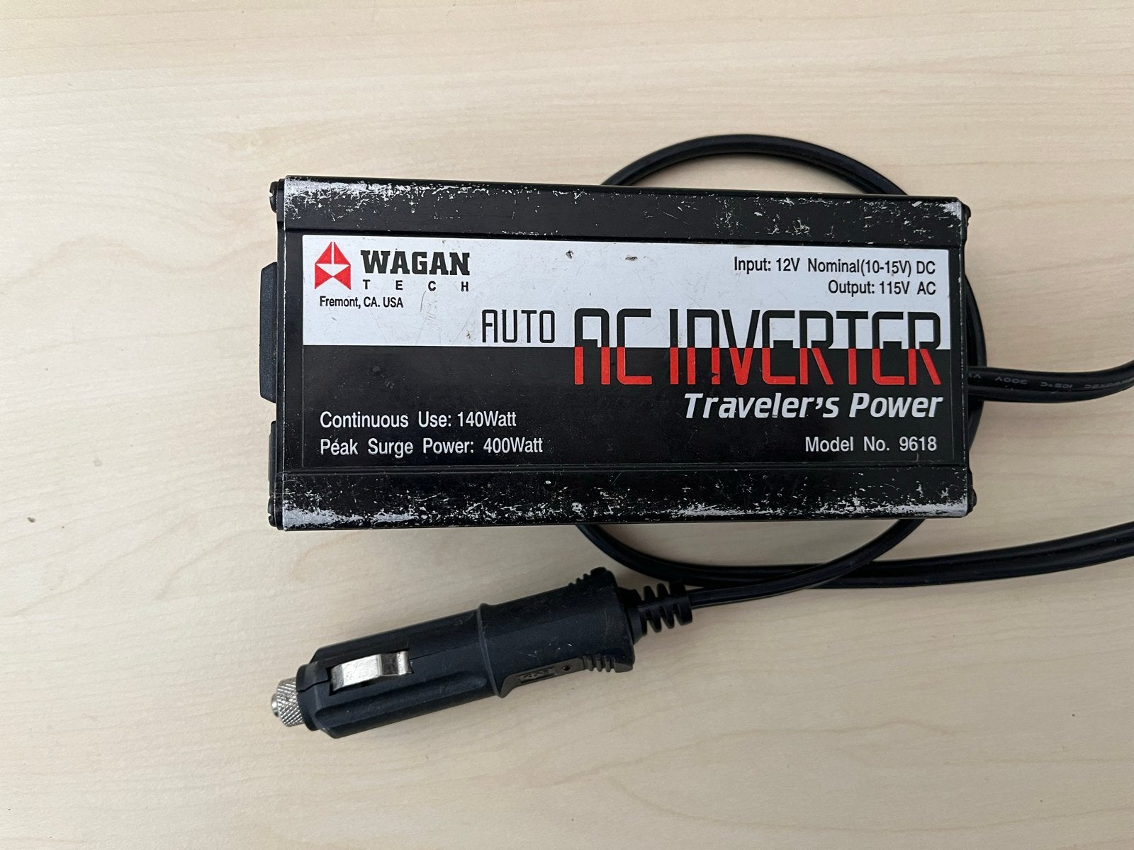 Wagan Tech Auto AC Inverter 140W - 12V naar 115V, Ophalen of Verzenden, Gebruikt