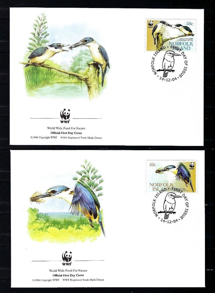 WWF Norfolk Island 4x FDC Mi. 895/898 (heilige IJsvogel), Ophalen of Verzenden, Dier of Natuur