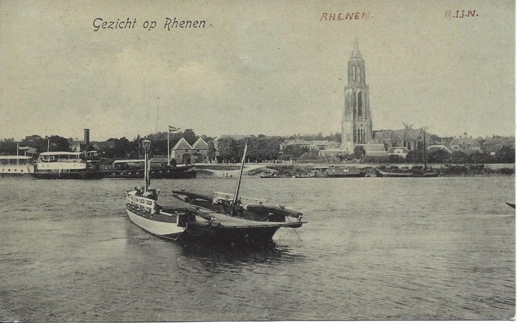 Rhenen (Utr.) Gezicht op Rhenen, Veerpont, gelopen 1907, Ophalen of Verzenden, Voor 1920, Gelopen, Utrecht