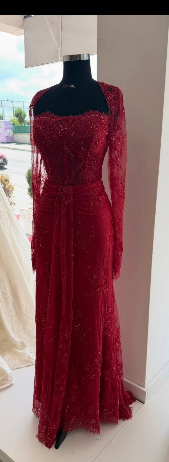 Custom made henna jurk te koop, Kleding | Dames, Maat 38/40 (M), Ophalen of Verzenden, Zo goed als nieuw, Rood