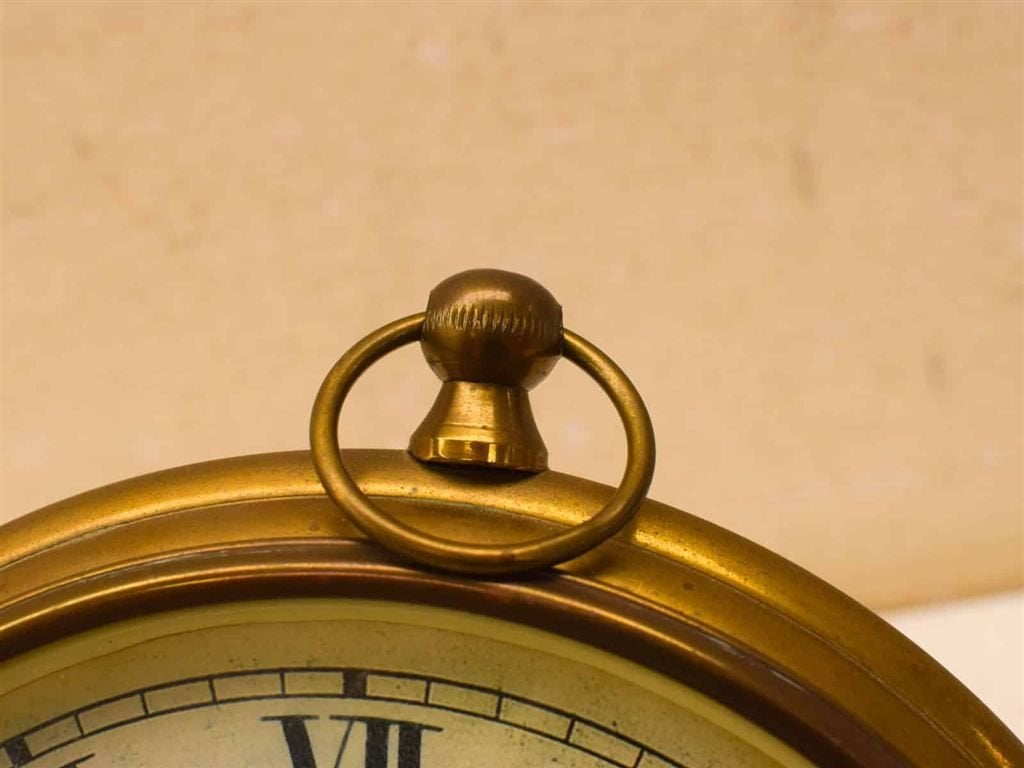 Vintage messing klok met standaard 52591, Ophalen of Verzenden, Gebruikt, Wandklok