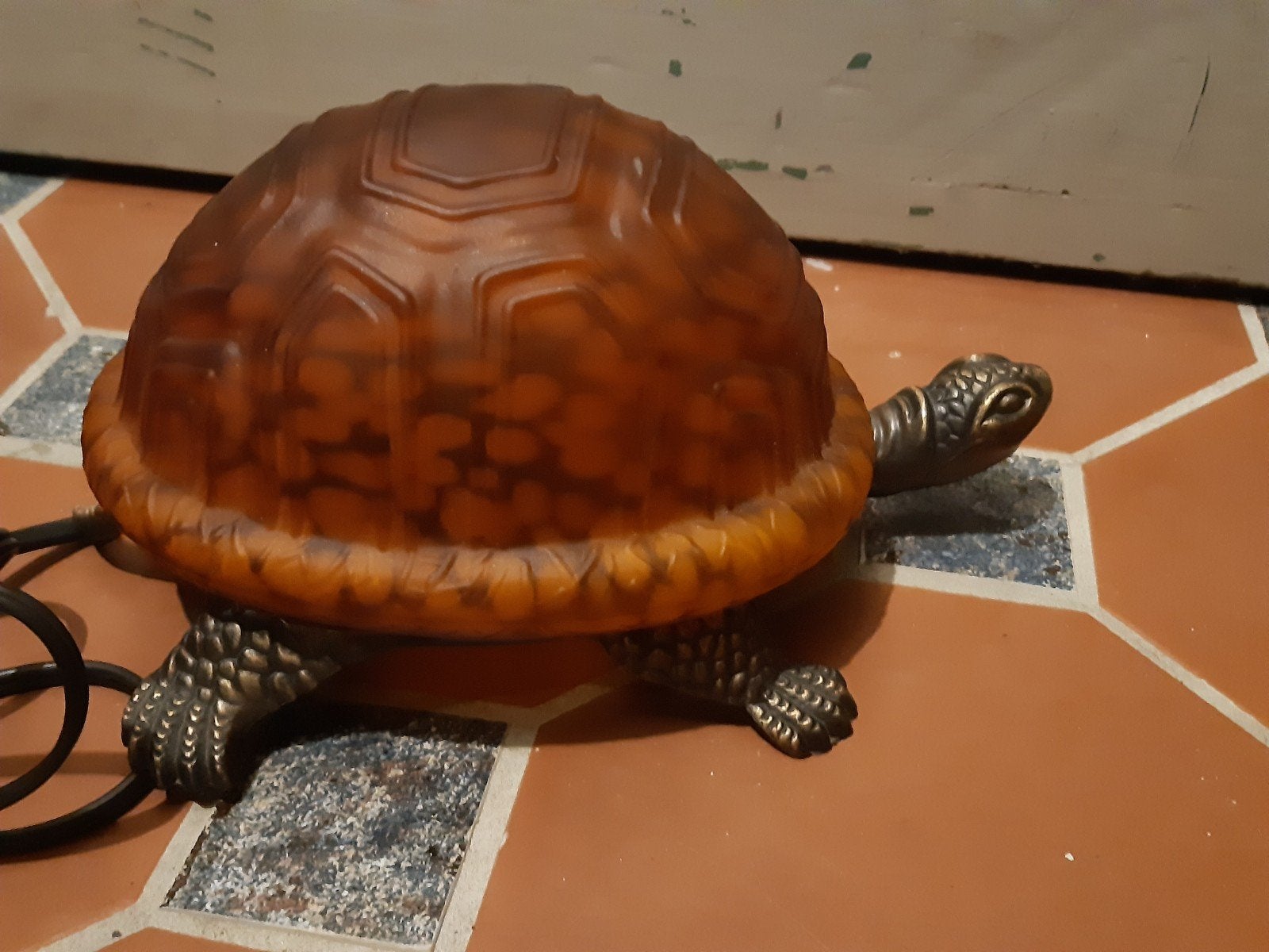 Vintage Schildpad Lamp - Sfeervolle Tafellamp, Antiek en Kunst, Antiek | Lampen, Ophalen of Verzenden