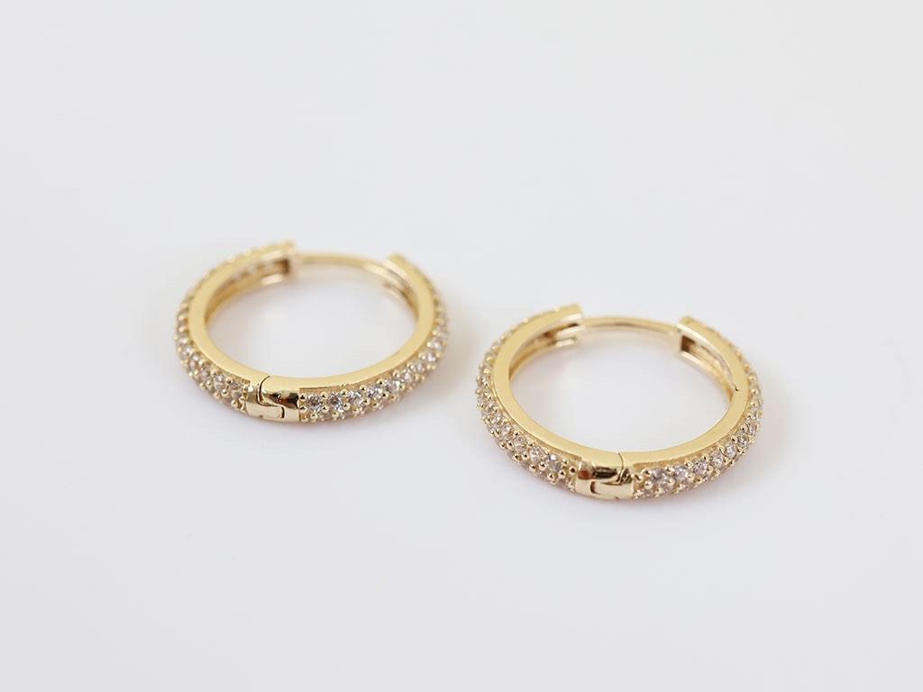 14 Karaat Gouden Creolen Met Zirkonia, Ophalen of Verzenden, Zo goed als nieuw, Goud, Goud