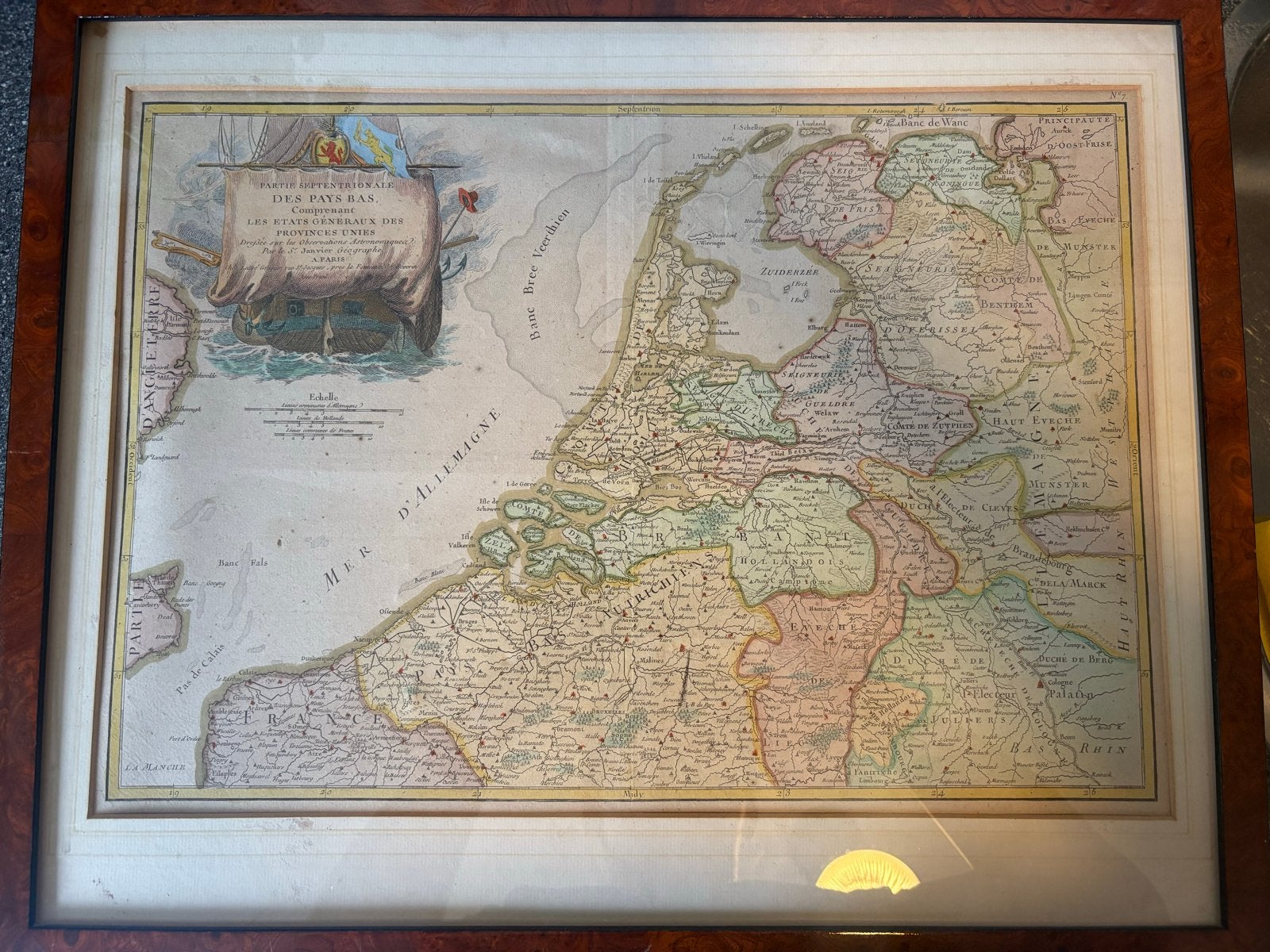 Antieke landkaart Nederland 7 Provinciën - Janvier 1784, Voor 1800, Ophalen of Verzenden, Nederland, Landkaart
