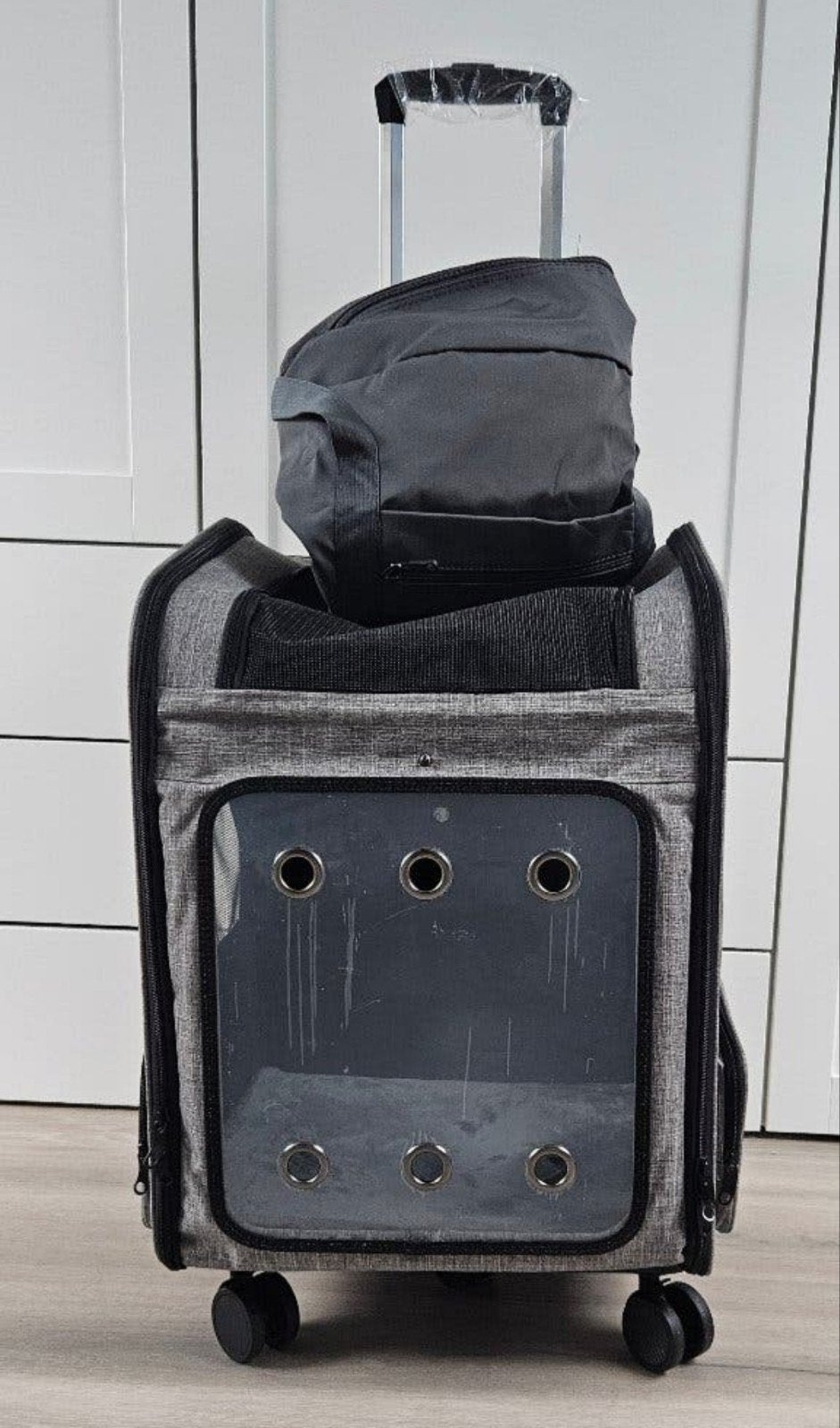 Rijdbare Trolley hond/Kat ook als rugtas incl opbergtas, Ophalen of Verzenden, Nieuw, Hard kunststof