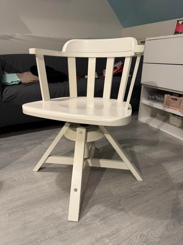 Houten bureaustoel, Huis en Inrichting, Stoelen, Ophalen, Gebruikt, Wit, Regisseurstoel