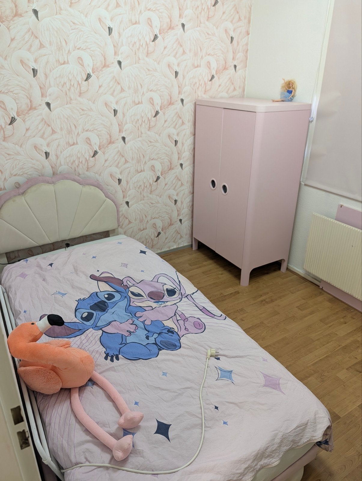 Prinsessenbed met LED en roze kledingkast + nieuw matras, Ophalen, Overige materialen, Zo goed als nieuw, Overige maten