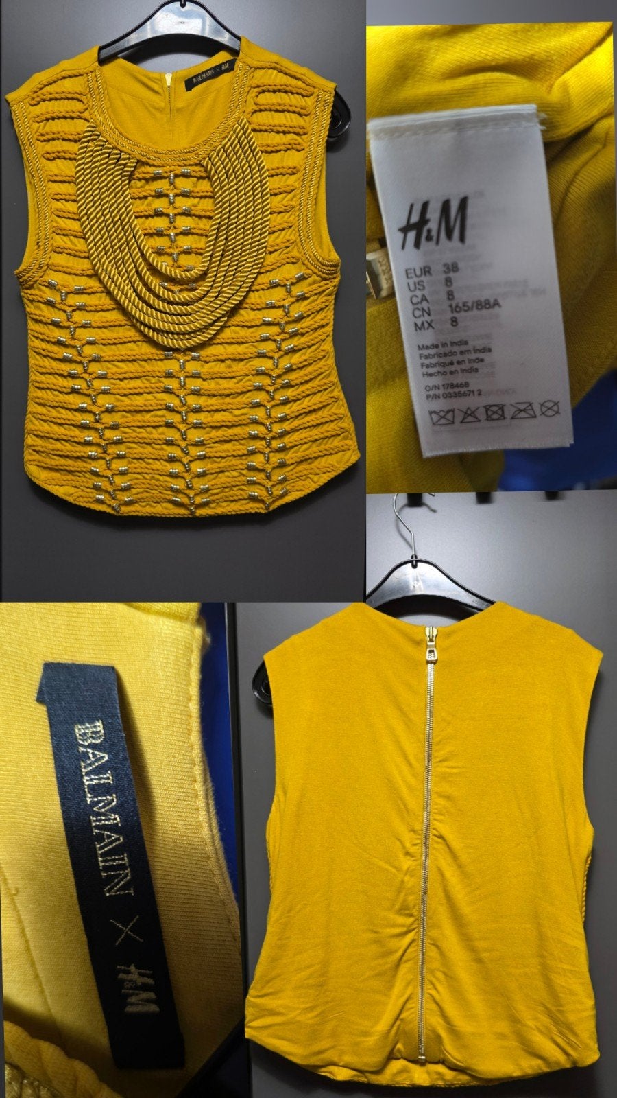 Balmain x H&M Top Zwart/Geel Maat M, Balmain x H&M, Ophalen of Verzenden