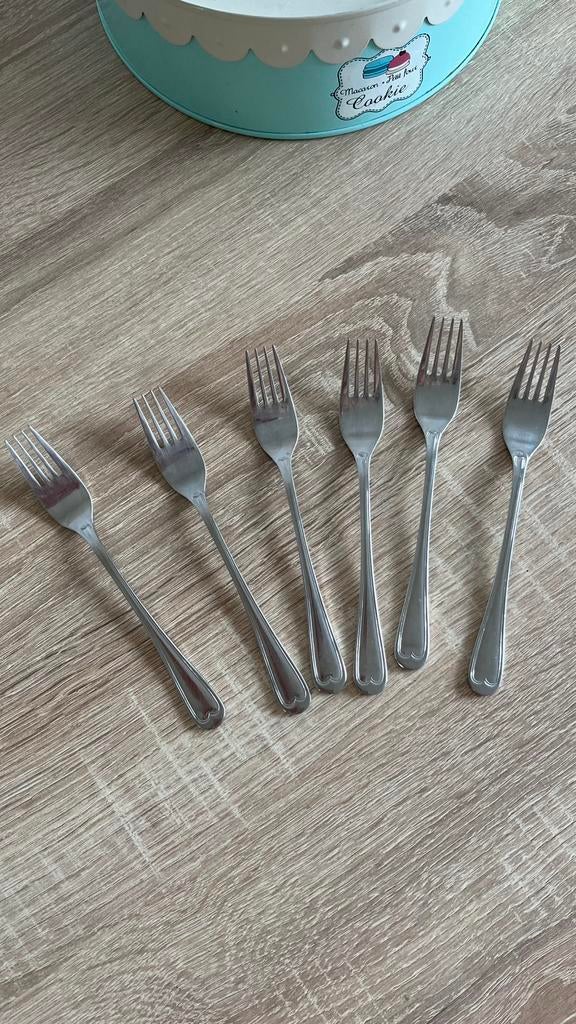 Gero 6 gebaksvorkjes 18/8, Ophalen of Verzenden, Zo goed als nieuw, Rvs of Chroom