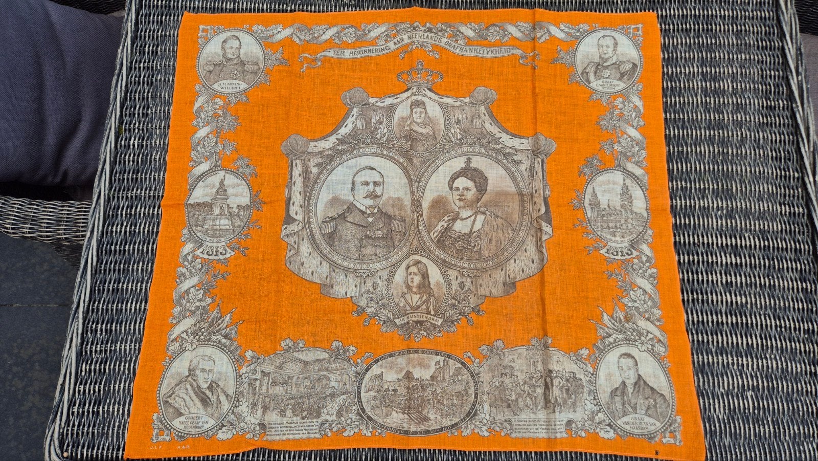 Historische Oranje doek/ sjaal 1813-1913 100 jaar onafhank., Ophalen of Verzenden