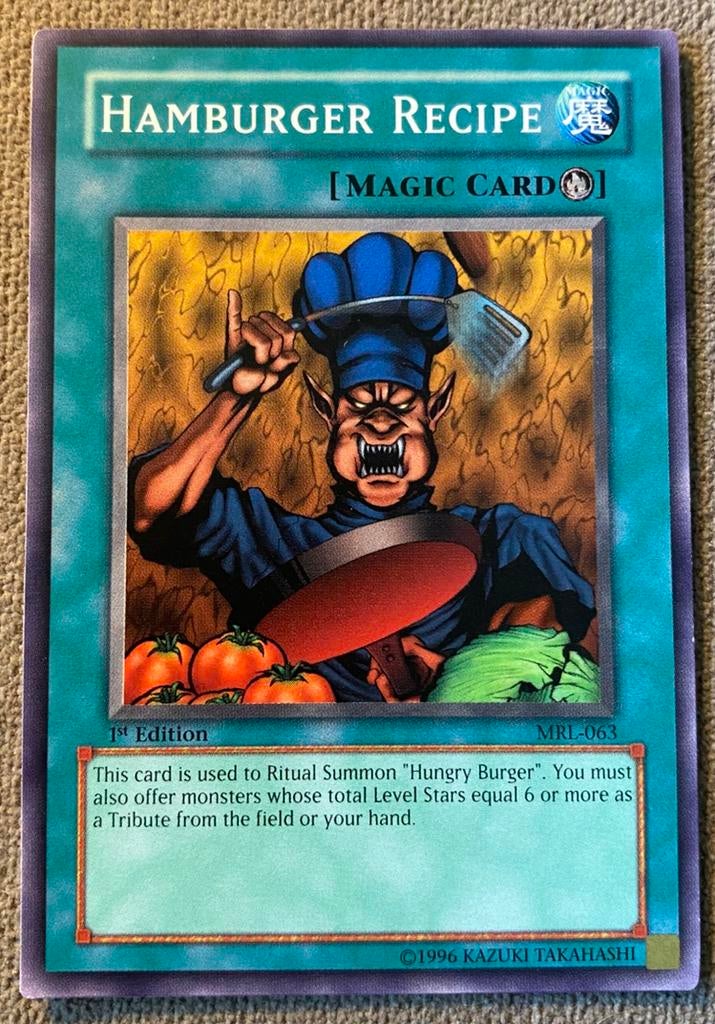 Yu-Gi-Oh! Hamburger Recipe MRL 1st Edition !, Ophalen of Verzenden, Zo goed als nieuw, Losse kaart