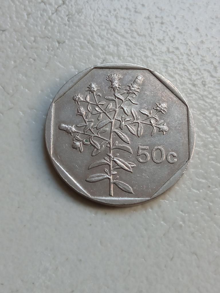 Malta 50 cent 1991., Ophalen of Verzenden, Overige landen, Losse munt