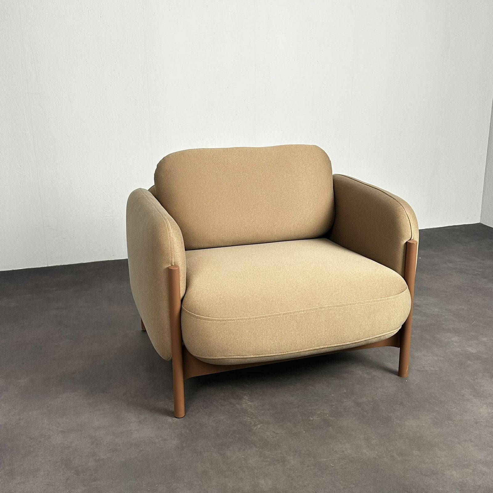 Design fauteuil mocca bruin KUMO by Stefan Scholten for Puik, Ophalen, 75 tot 100 cm, Zo goed als nieuw, X
