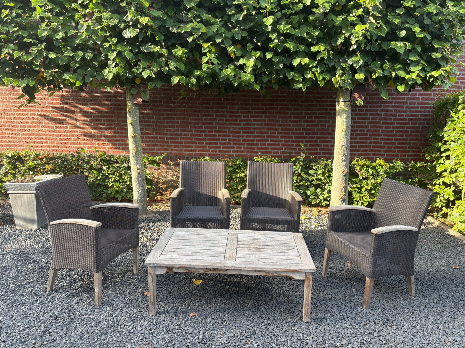 Teakhouten tuinset, 5 delig, Tuin en Terras, Ophalen, 4 zitplaatsen, Gebruikt, Teakhout