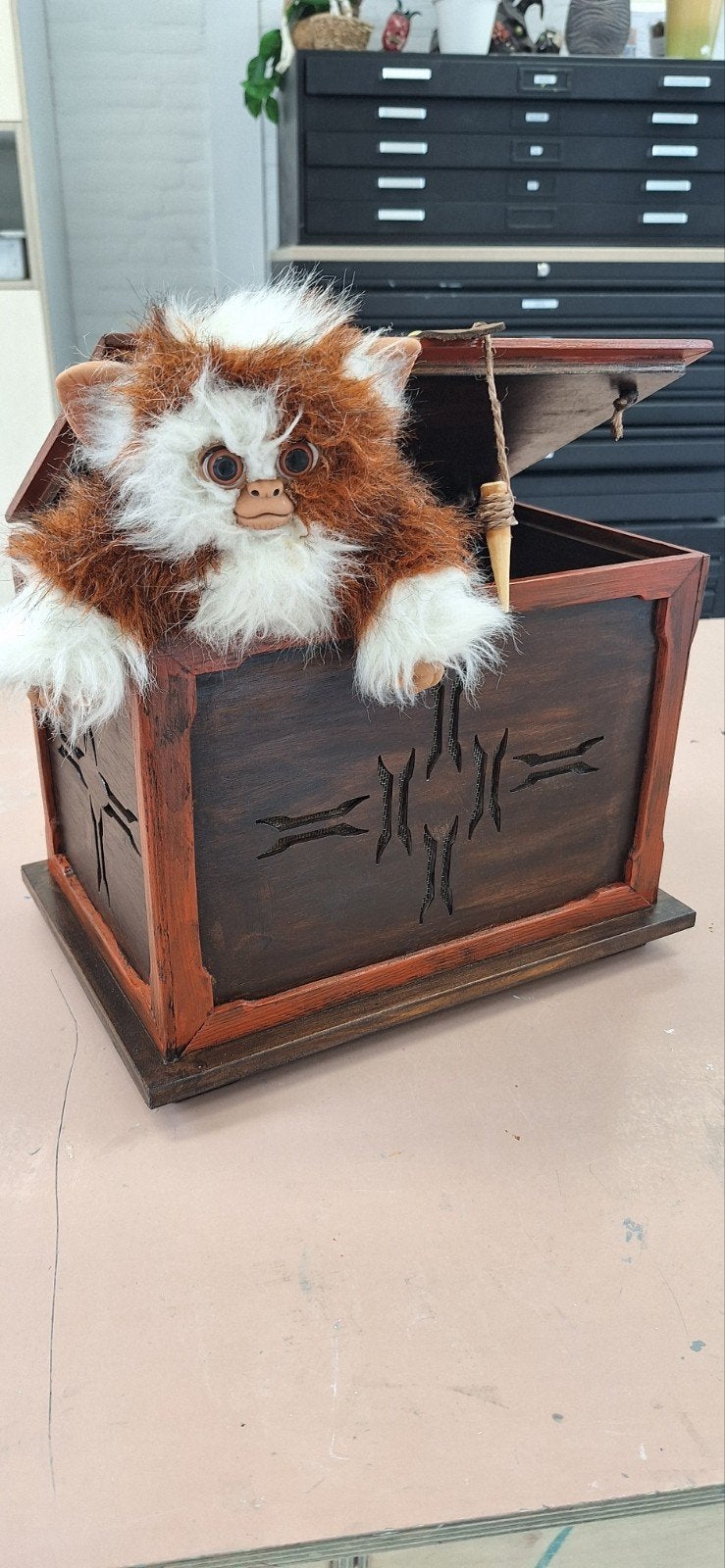Gizmo mogwai inclusief box, Ophalen of Verzenden, Zo goed als nieuw, Film, Beeldje, Replica of Model
