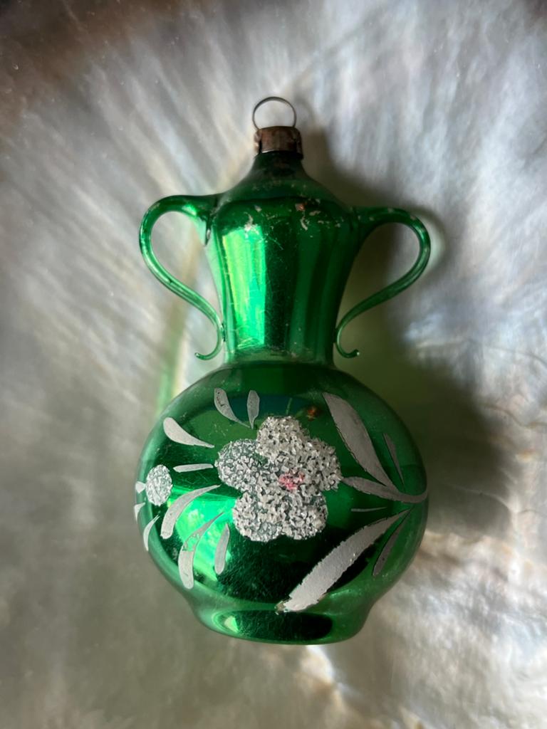 Oude groene kerstbal (nr 2): vaas, Gebruikt, ., Ophalen of Verzenden, .