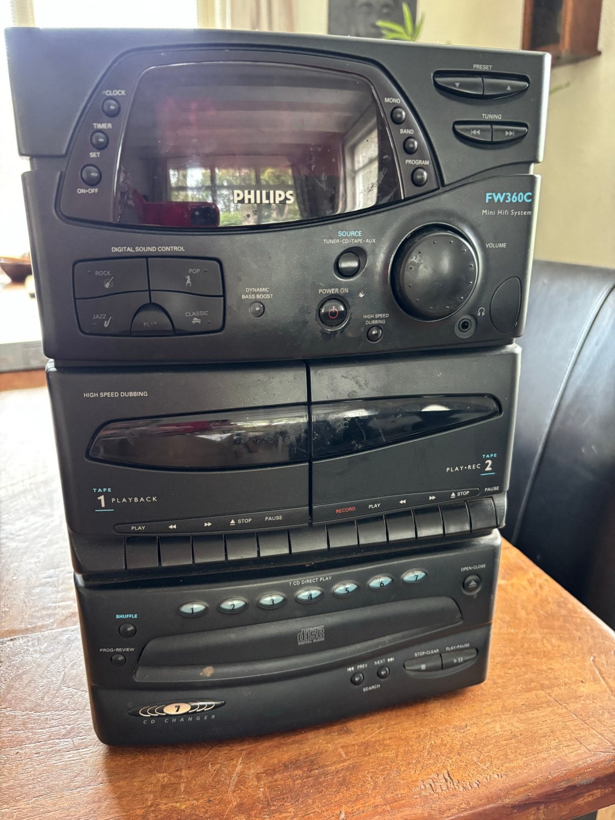 Philips FW360C Mini Hifi Systeem met 7-CD Wisselaar, Philips, Gebruikt, Cassettedeck, Ophalen of Verzenden