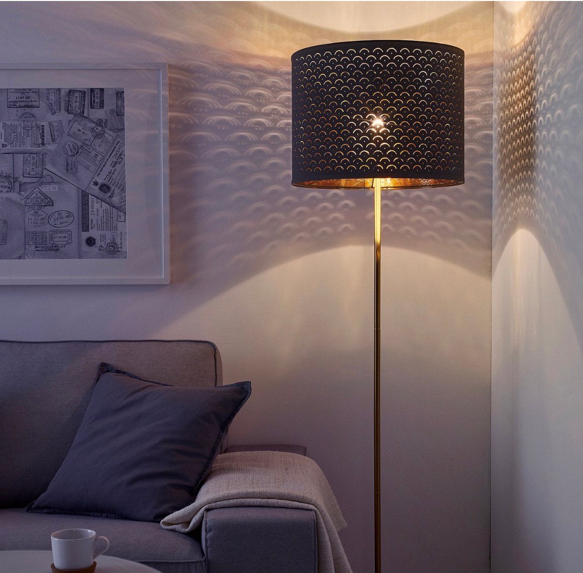 Nymo/Skaftet staande lamp, Ophalen, E27 (groot), Zo goed als nieuw, Metaal