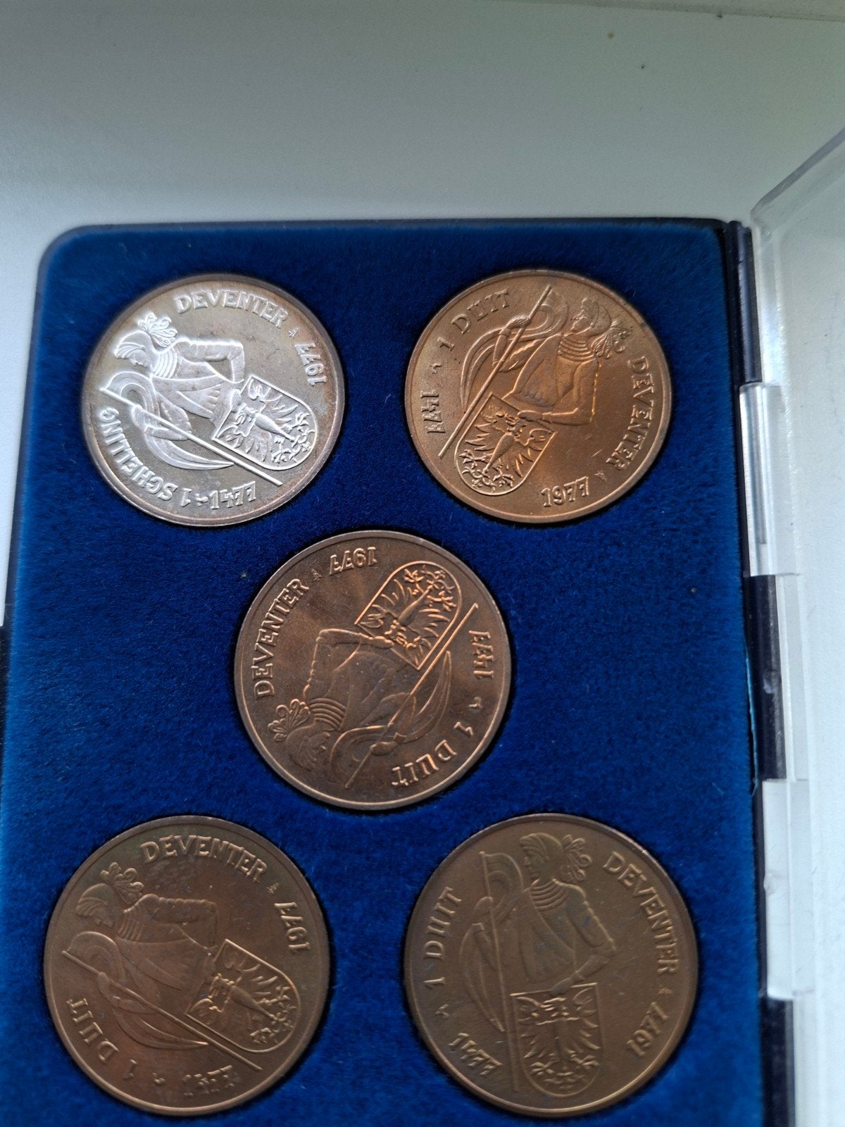 Deventer Duiten en Schelling Set 1977, Postzegels en Munten, Ophalen of Verzenden, Koningin Juliana, Overige waardes, Setje
