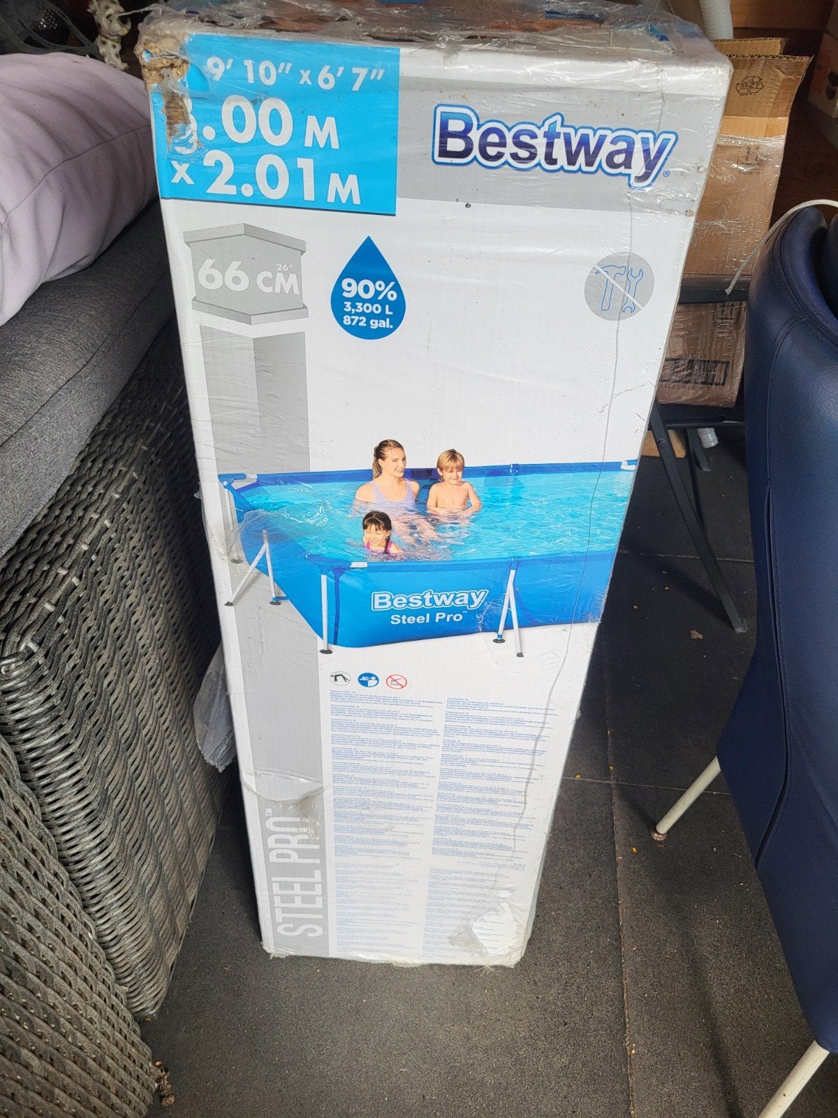 Zwembad van Bestway steel pro 3 bij 2 meter, Ophalen, Nieuw, Opzetzwembad, Rechthoekig