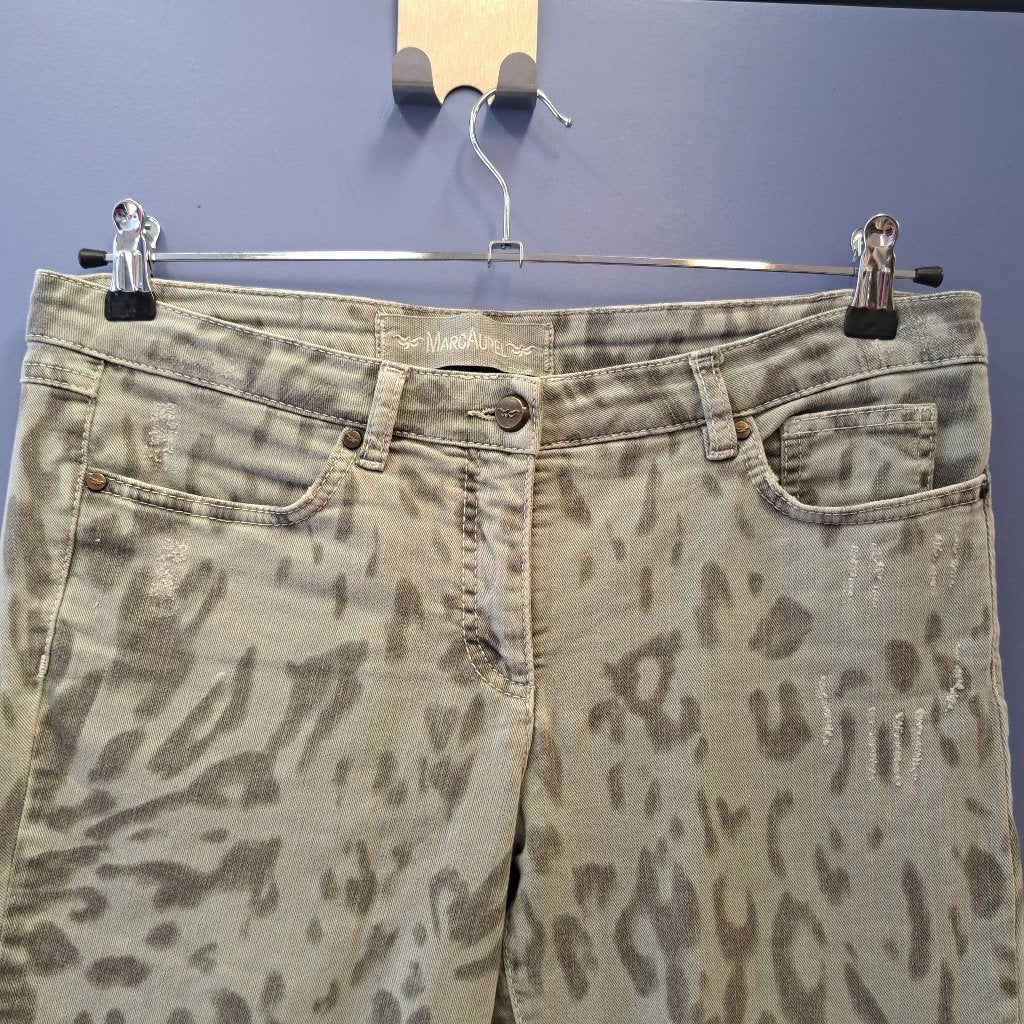 Marc Aurel grijze luipaard print broek stretch mt 40 46131, Maat 38/40 (M), Marc Aurel, ., Zo goed als nieuw
