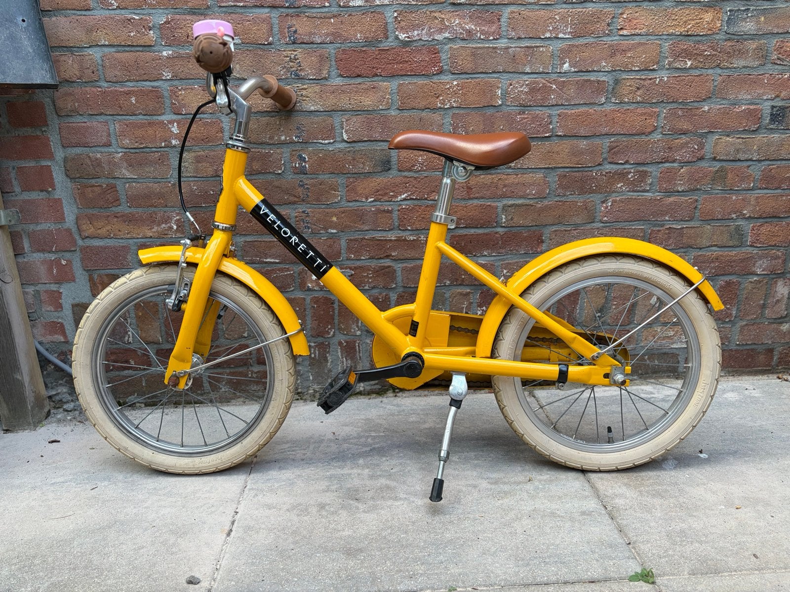 Veloretti maxi kinderfiets 16 inch geel, Ophalen, Gebruikt, Velgrem, 16 tot 20 inch