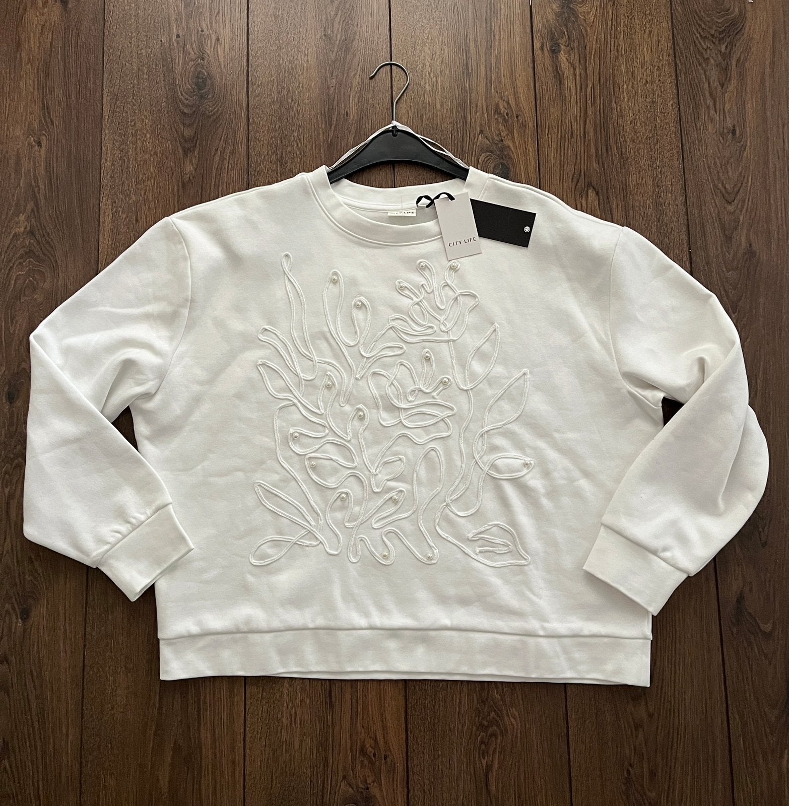 🌻Nieuwe off white sweater met details City Life XL 44 46, City Life, Verzenden, Wit, Maat 46/48 (XL) of groter