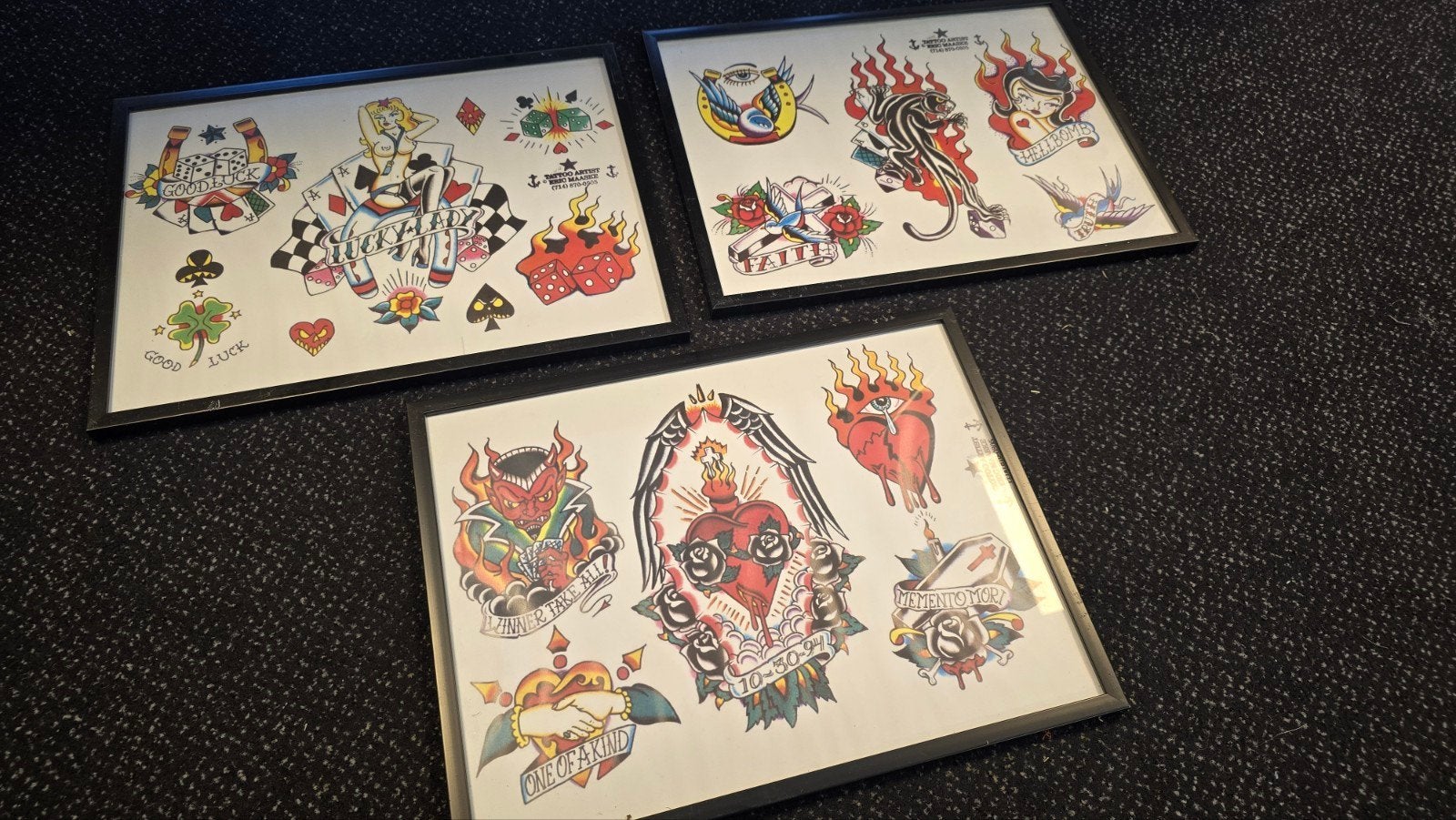 3 tattoo flash sheets in lijst, Ophalen of Verzenden