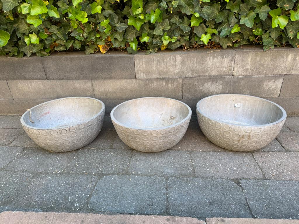 3 Intratuin bloempotten/plantenbakken van beton, Minder dan 30 cm, Balkon, Minder dan 60 cm, Rond