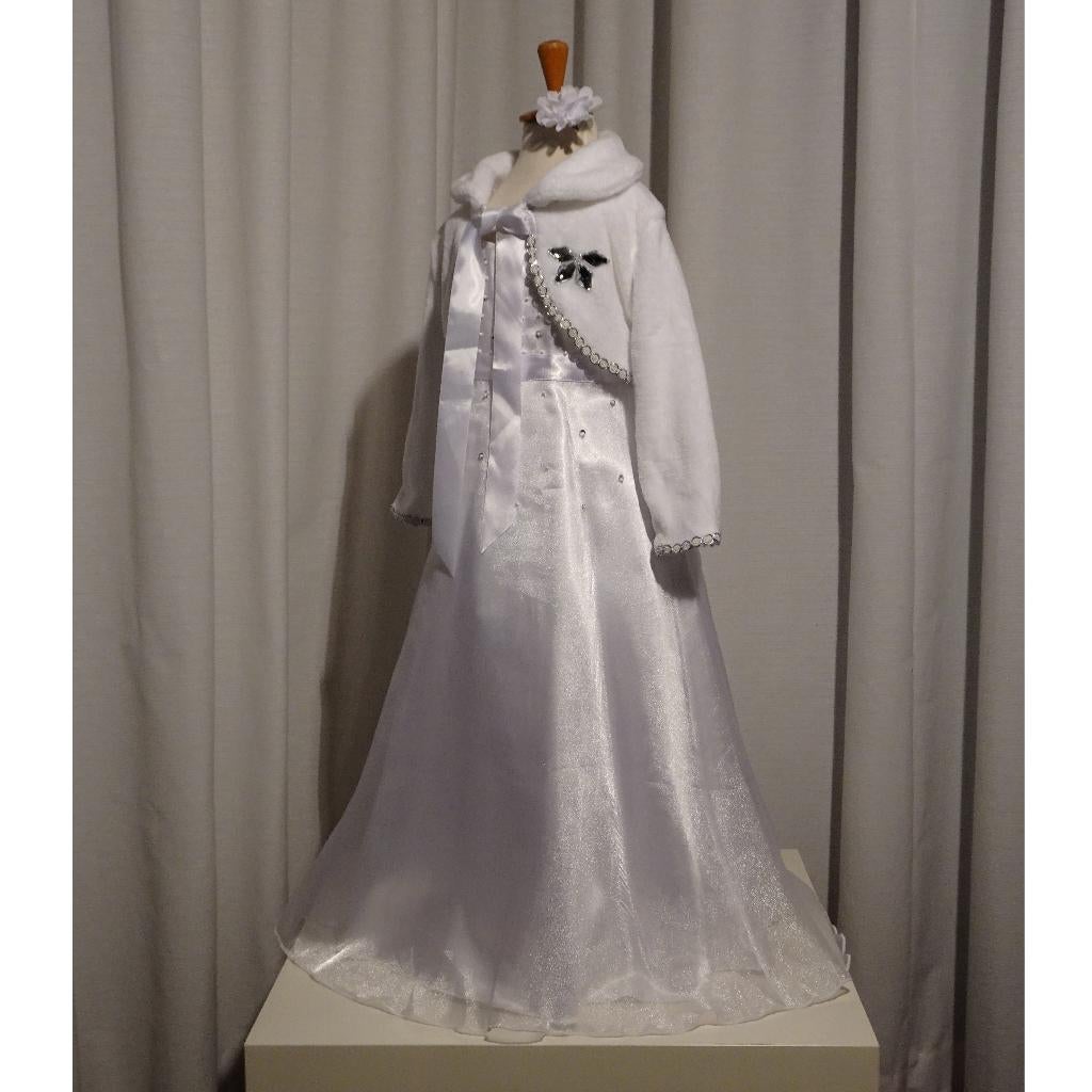 Nieuw ! Maat 110 Mooie Spierwitte Bruidsmeisje Prinses Jurk, Ophalen of Verzenden, Nieuw, Meisje, Jurk of Rok