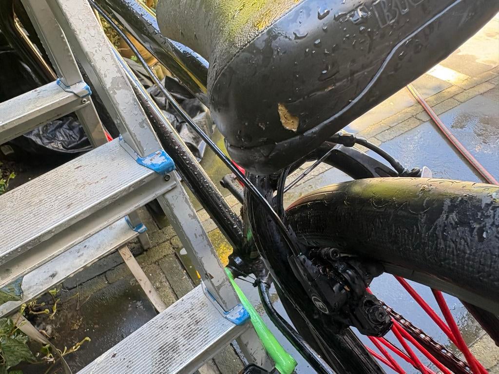 BMX Fiets met Rode Spaken en Voetsteunen- SE BIKE, Fietsen en Brommers, Gebruikt, Staal, Velgrem, 20 tot 24 inch