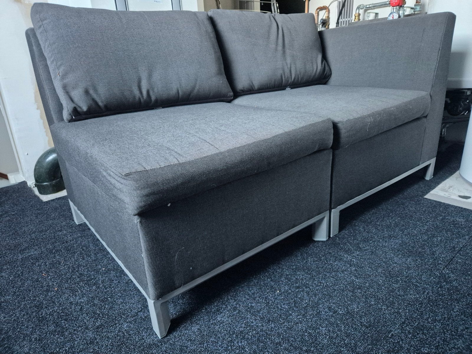 donkergrijze fauteuil en loungebank van het merk sunbrella, Tuin en Terras, Ophalen, Gebruikt