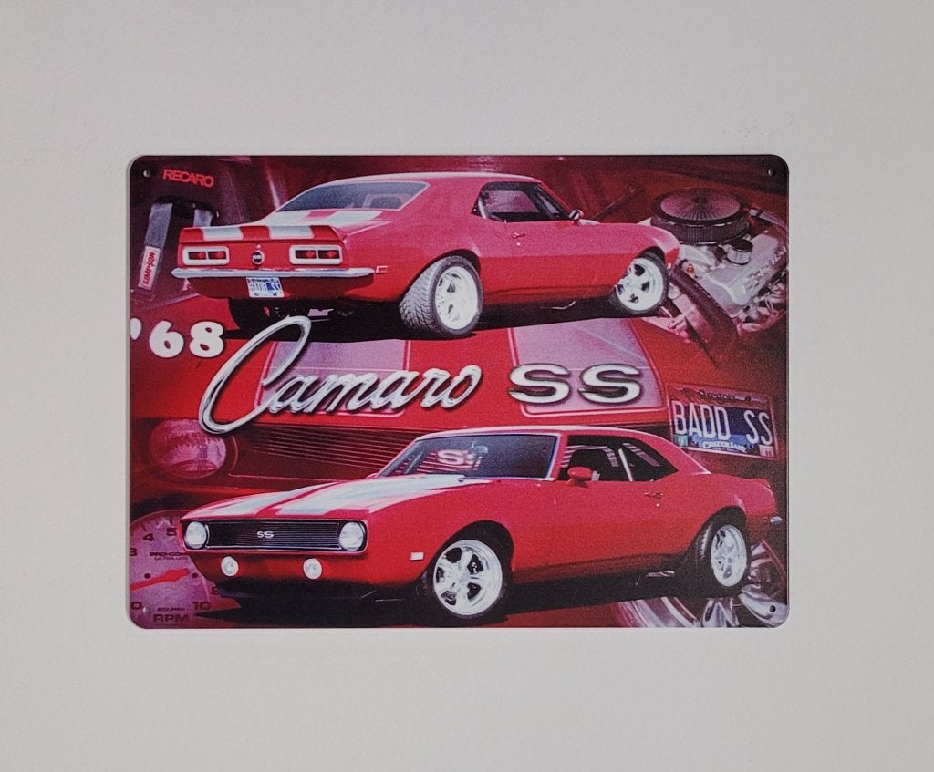 Chevrolet Camaro SS 1968 reclamebord van metaal wandbord, Ophalen of Verzenden, Nieuw, Auto's