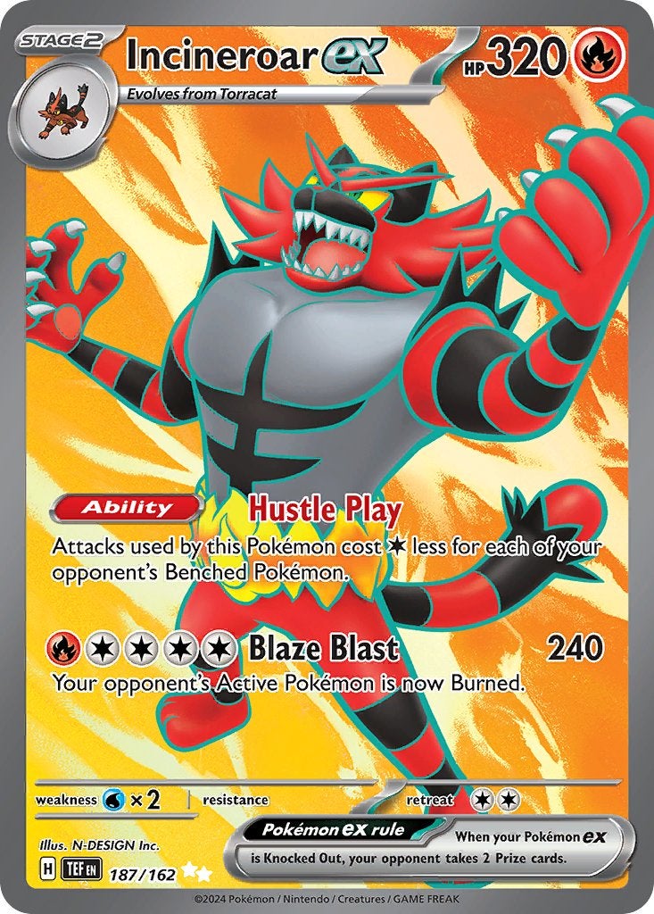 Incineroar ex 187 - Temporal Forces Pokémon kaart, Ophalen, Zo goed als nieuw, Losse kaart