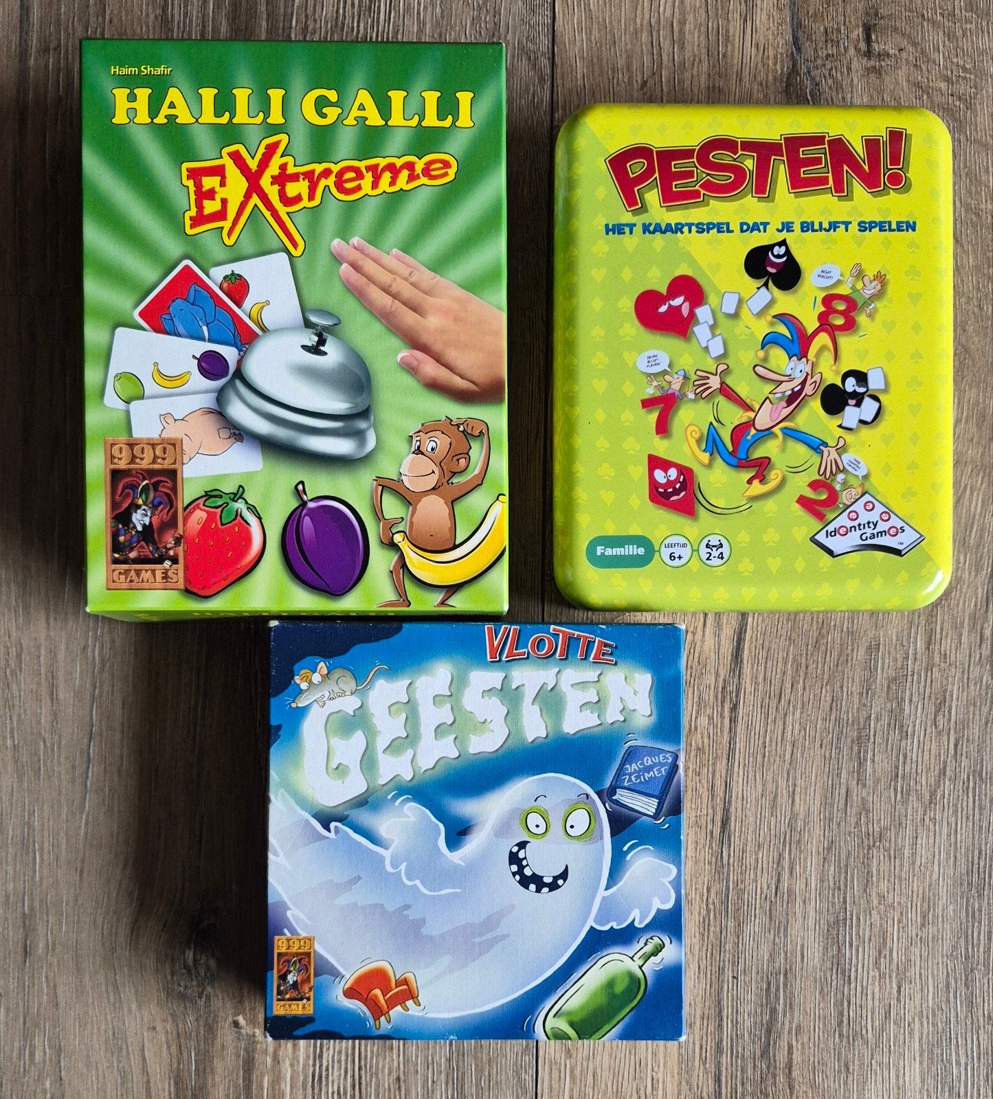 Halli Galli Extreme, Pesten!, Vlotte Geesten - Bordspellen, Een of twee spelers, Ophalen of Verzenden, Gebruikt, 999 Games, Identity Games