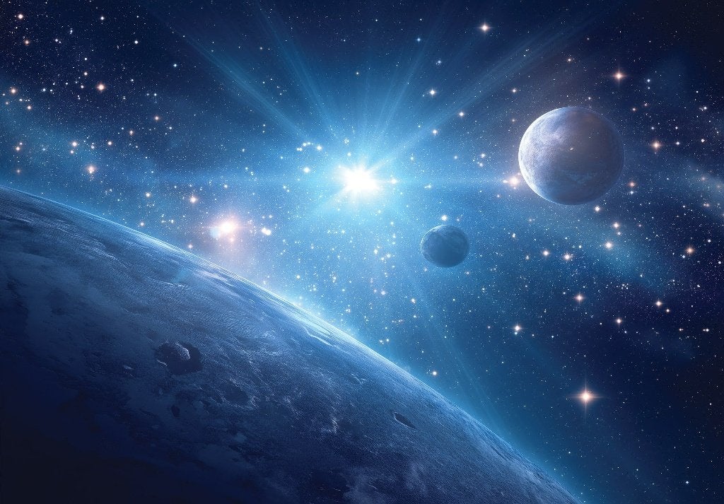 Galaxy Behang – Universum in Blauw, Ruimtevaart, Muurdeco, Verzenden, Fotobehang, Blauw