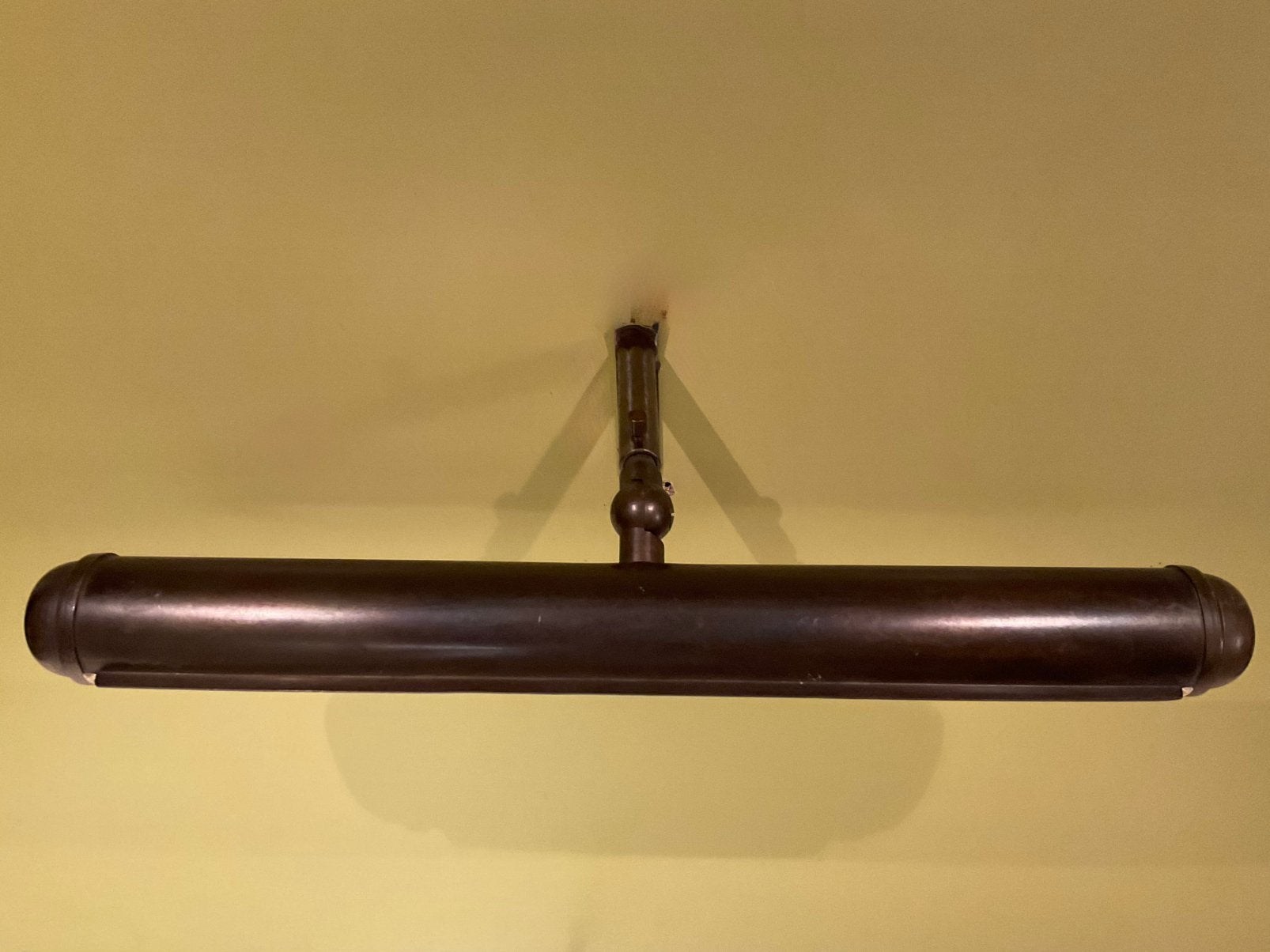 Vintage schilderijlamp messing lengte ca 33 cm, Gebruikt, E14 (klein), Ophalen of Verzenden, Overige kleuren