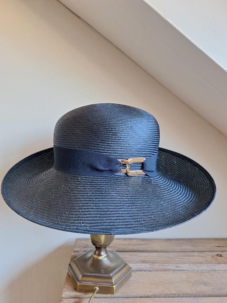 Dames blauwe sisal strohoed mt.56, Ophalen of Verzenden, Zo goed als nieuw, One size fits all