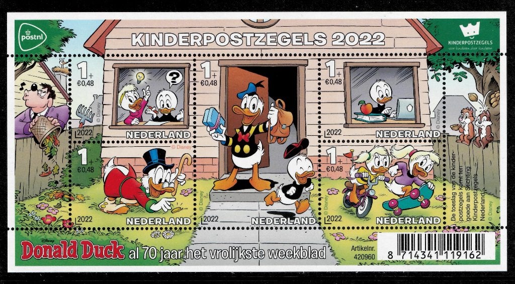 Jaar 2022 NVPH 4059 Kinderpostzegels 2022. Donald Duck., Ophalen of Verzenden, Na 1940, Postfris