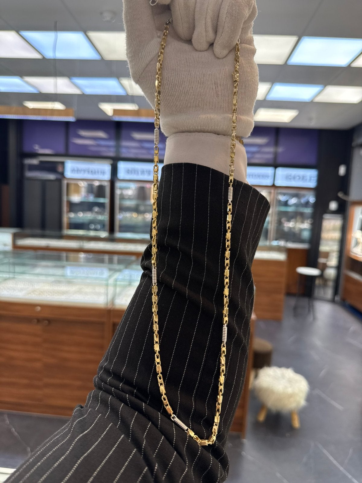 14k gouden massieve monte carlo ketting 70 cm 3.5 mm 42.3 gr, Ophalen of Verzenden, Zo goed als nieuw, Goud