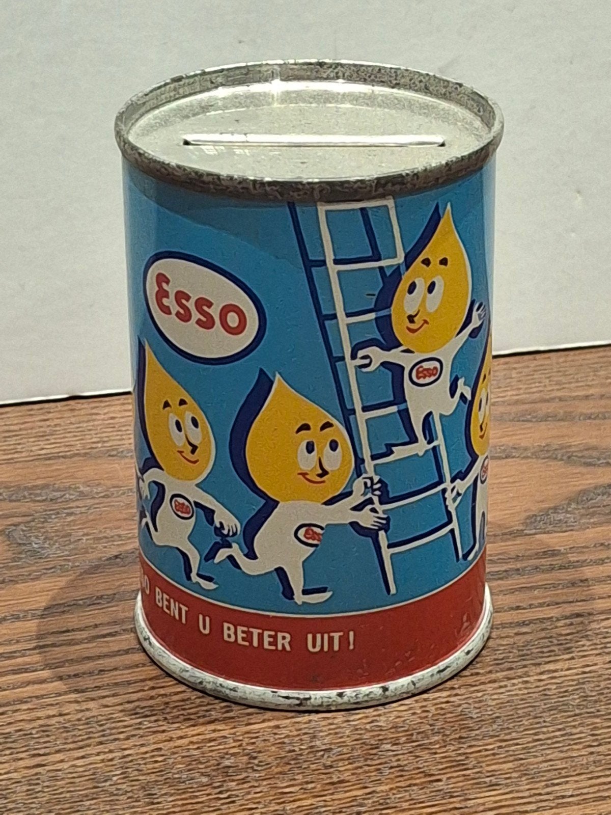 Esso blikken spaarpotje / Oliedruppels figuren, Verzamelen, Ophalen of Verzenden, Zo goed als nieuw, Verpakking