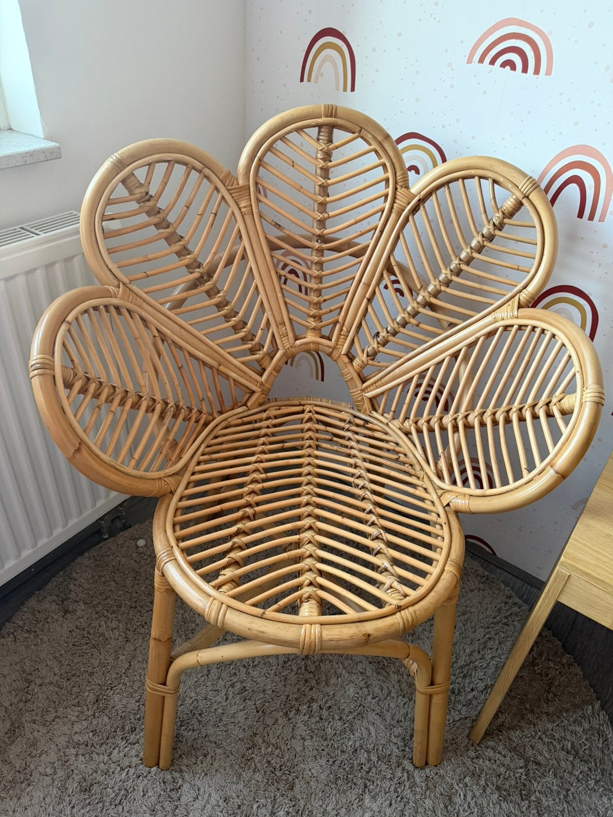 Rotan Japandi bloemen lotus pauwen stoel fauteuil, Huis en Inrichting, Stoelen, Ophalen, Japandi, Bruin, Riet of Rotan